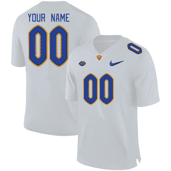 Custom Pitt Panthers Name And Number College Football Jerseys Stitched-White - Click Image to Close